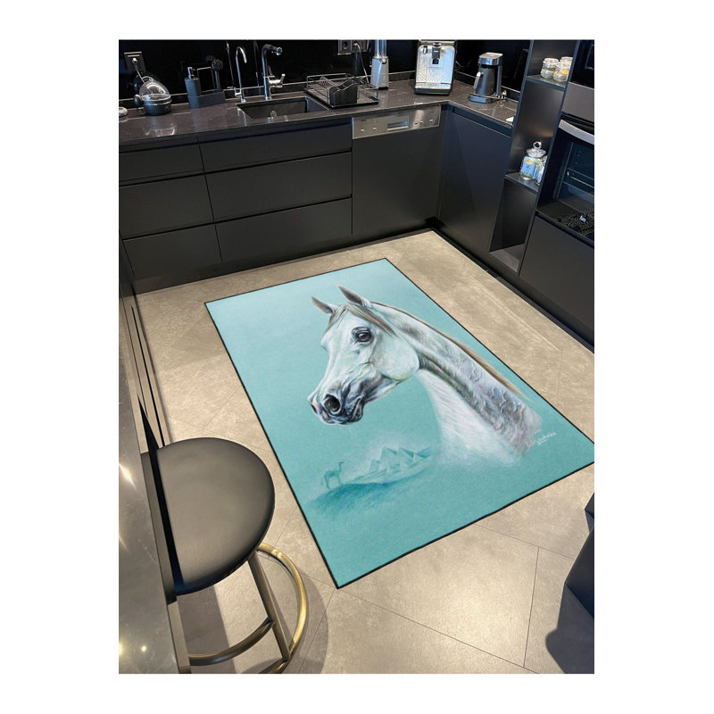 Tapis décoratif cheval dans l'eau, Sous-tapis carré 3 pi 3 po inclus