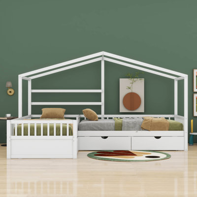Bladric Twin Size House Platform Bed with Three Storage Drawers