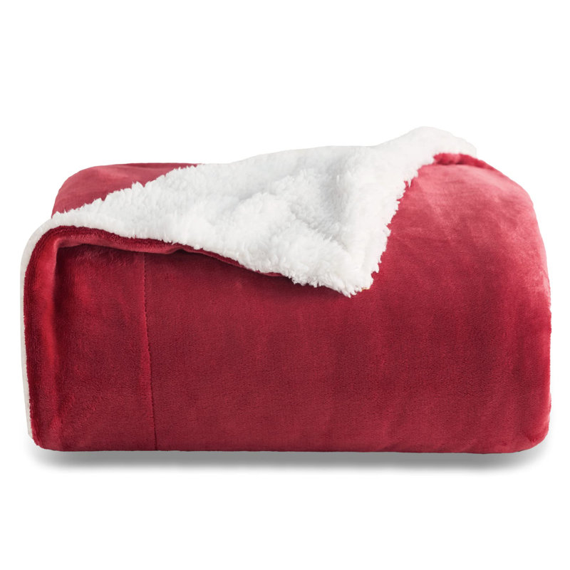 Literie GentleSoft ™ Sherpa pour lit simple / simple TG - couverture de lit chaude toutes saisons épaisse - rouge - cadeau idéal pour les étudiants