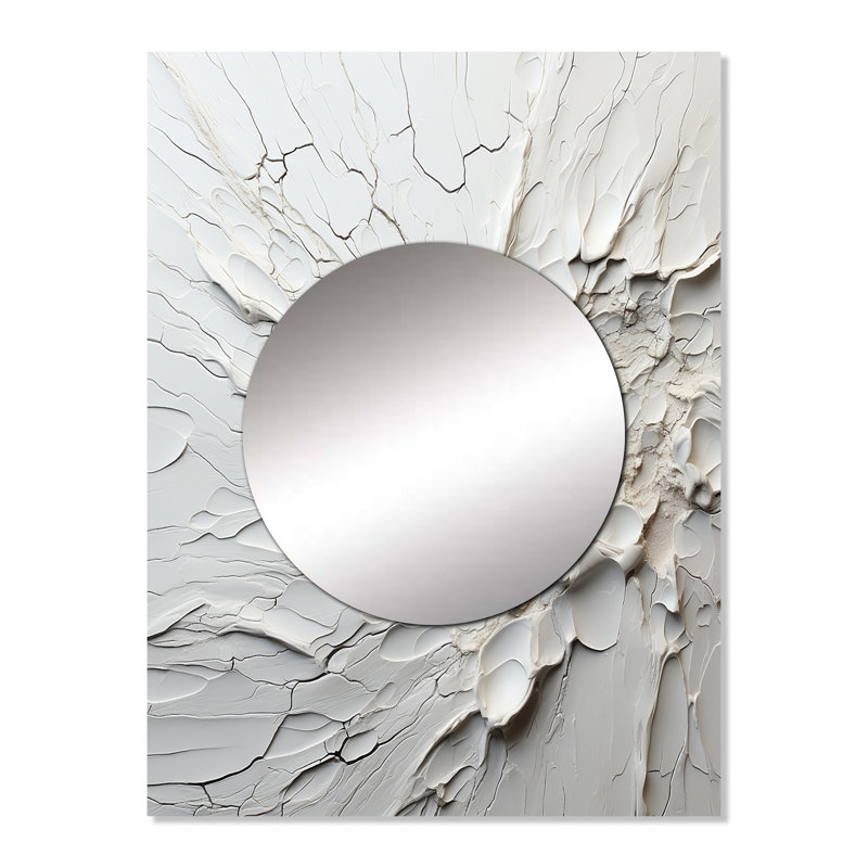 Javy abstrait crème et noir liquide peinture III - miroir mural côtier, miroir décoratif crème, art imprimé en métal