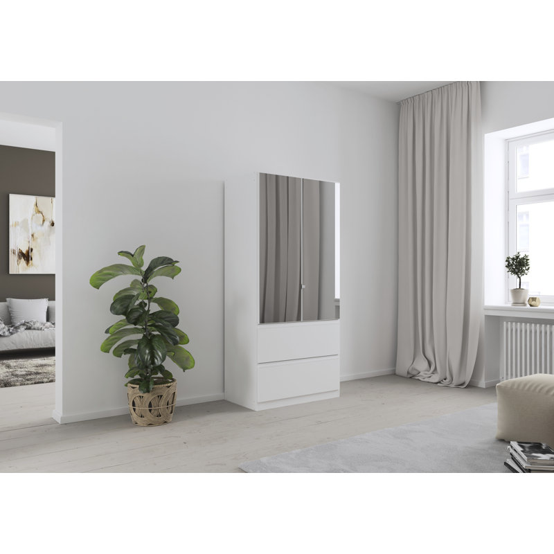 2 doors, 2 mirrored doors and 2 drawers