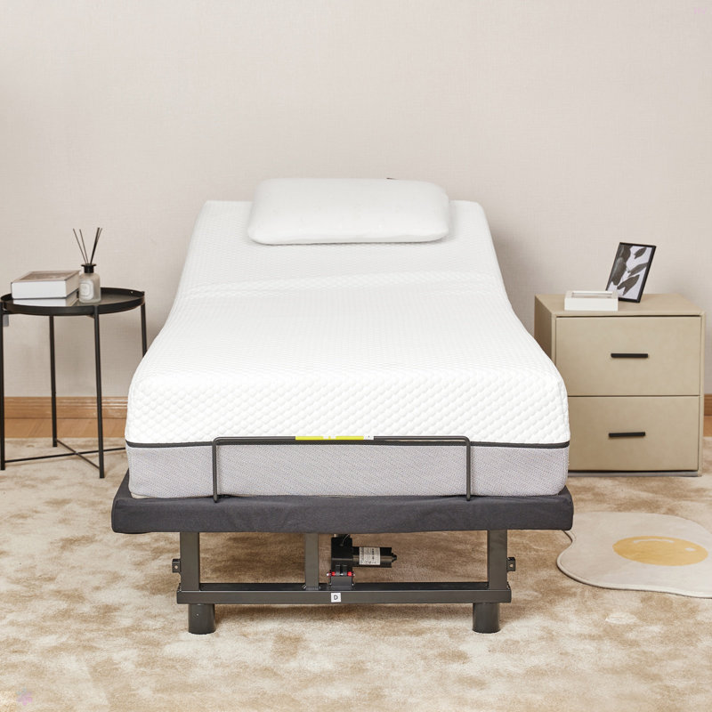Base de lit réglable Base de lit avec tête et pied incliné, télécommande sans fil 4 ports USB, veilleuses sous le lit, moteur silencieux sans gravité