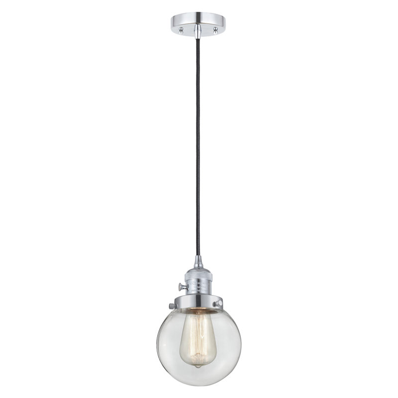 Lorri 1 - Light Single Pendant, 129.25" H x 6" W x 6" D, Clear, Polished Chrome