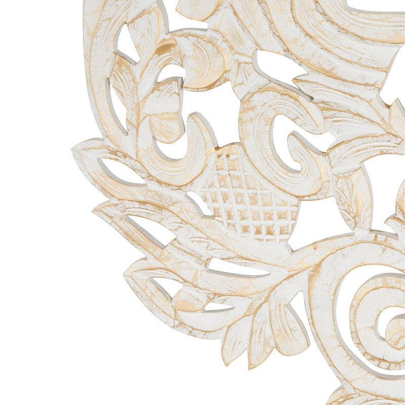 Wildon Home® Wooden Handmade Carved Tree Wall Decor With Scroll Details