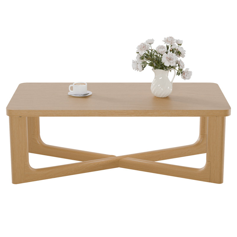 Litzie Rectangle Solid Wood Coffee Table, Oak