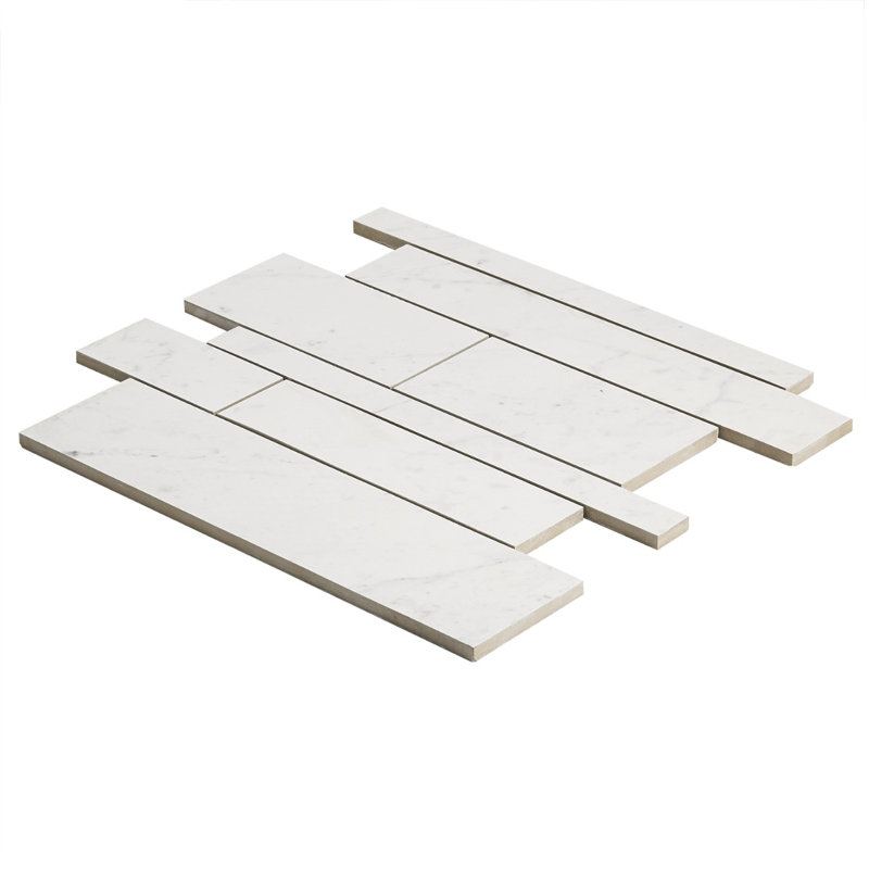Saroshi 11.41 in. x 11.69 in. Matte Porcelain Marble Look Floor & Wall Mosaic Tile(0.92 Sq.Ft./Each), Carrara Giola