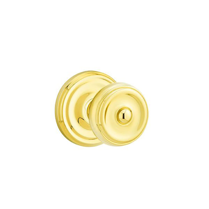 Ensemble de boutons d'intimité Emtek avec rosette régulière et bouton Waverly, Laiton poli