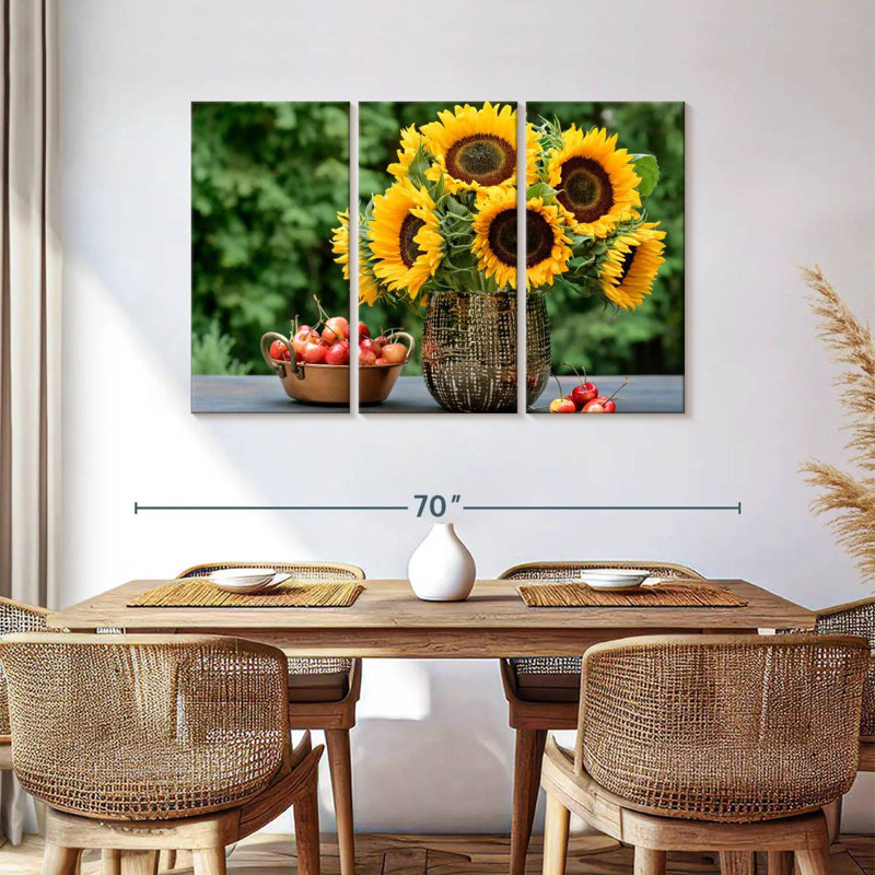 Harnek tournesols et cerises, H 36 po x l 57 po