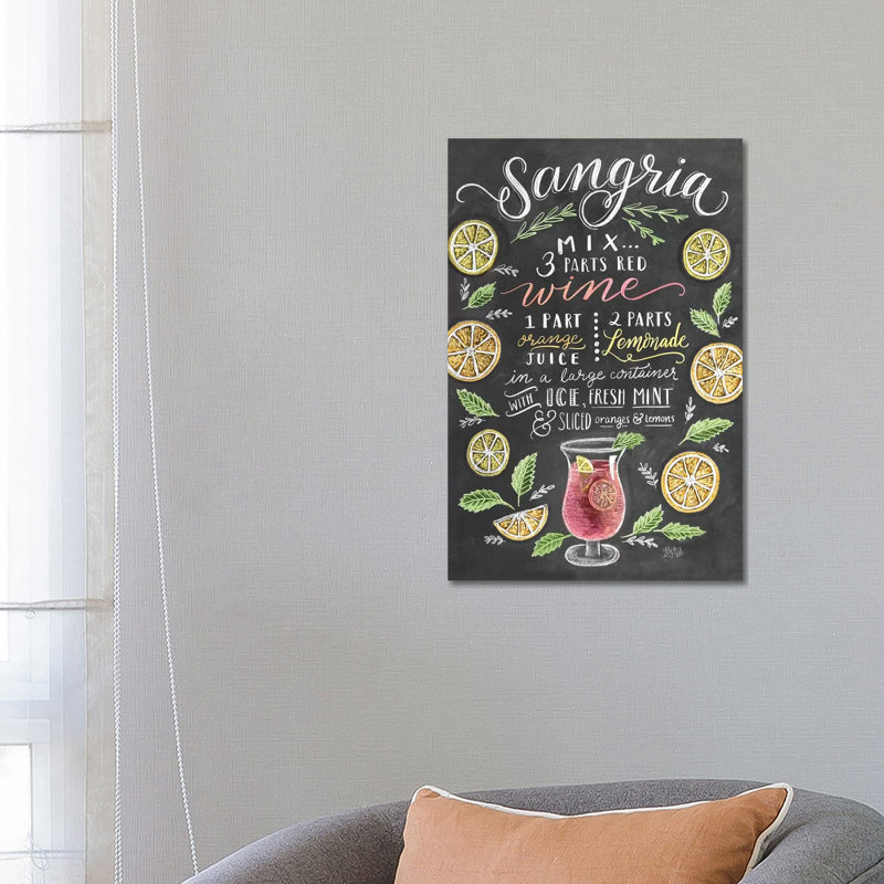 Sangria Recipe - Print on Canvas, Wrapped Canvas, 66.04cm H x 45.72cm W x 1.91cm D
