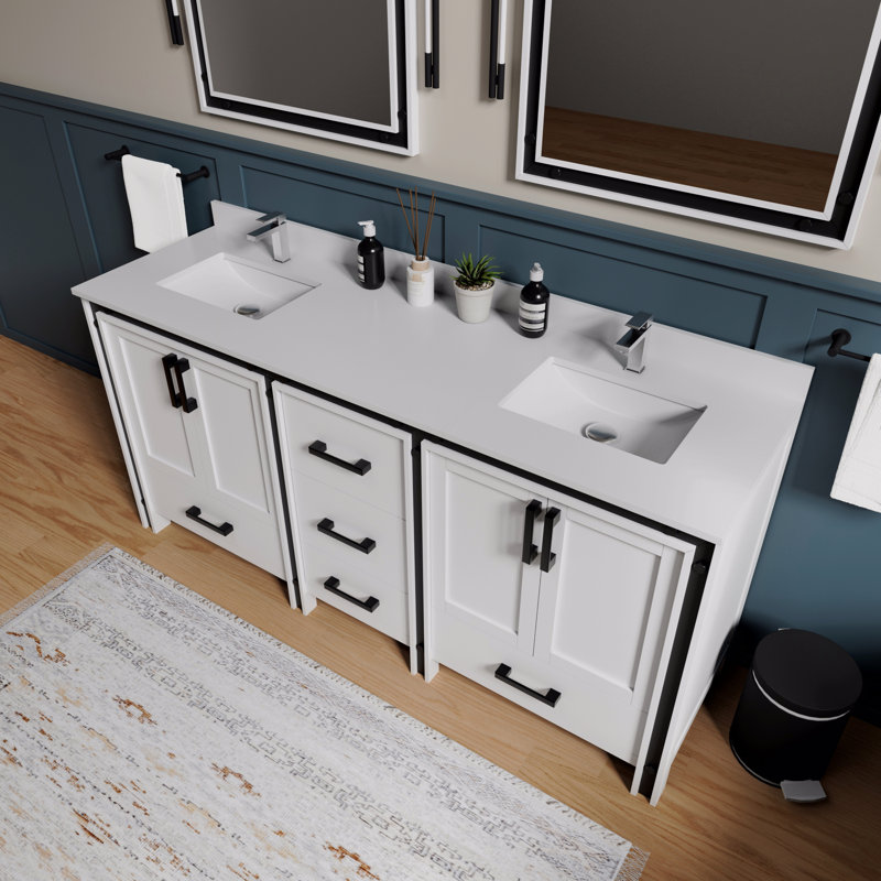 Meuble-lavabo double 72 po X P 22 po D, Blanc
