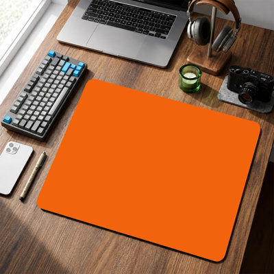  Rubber Mouse Pad, Smooth Microfiber Surface, Non-Slip Base, Rounded Edge Decorative Mouse Mat for Office & Gaming,12×8 Inch ,Solid Orange Texture Print