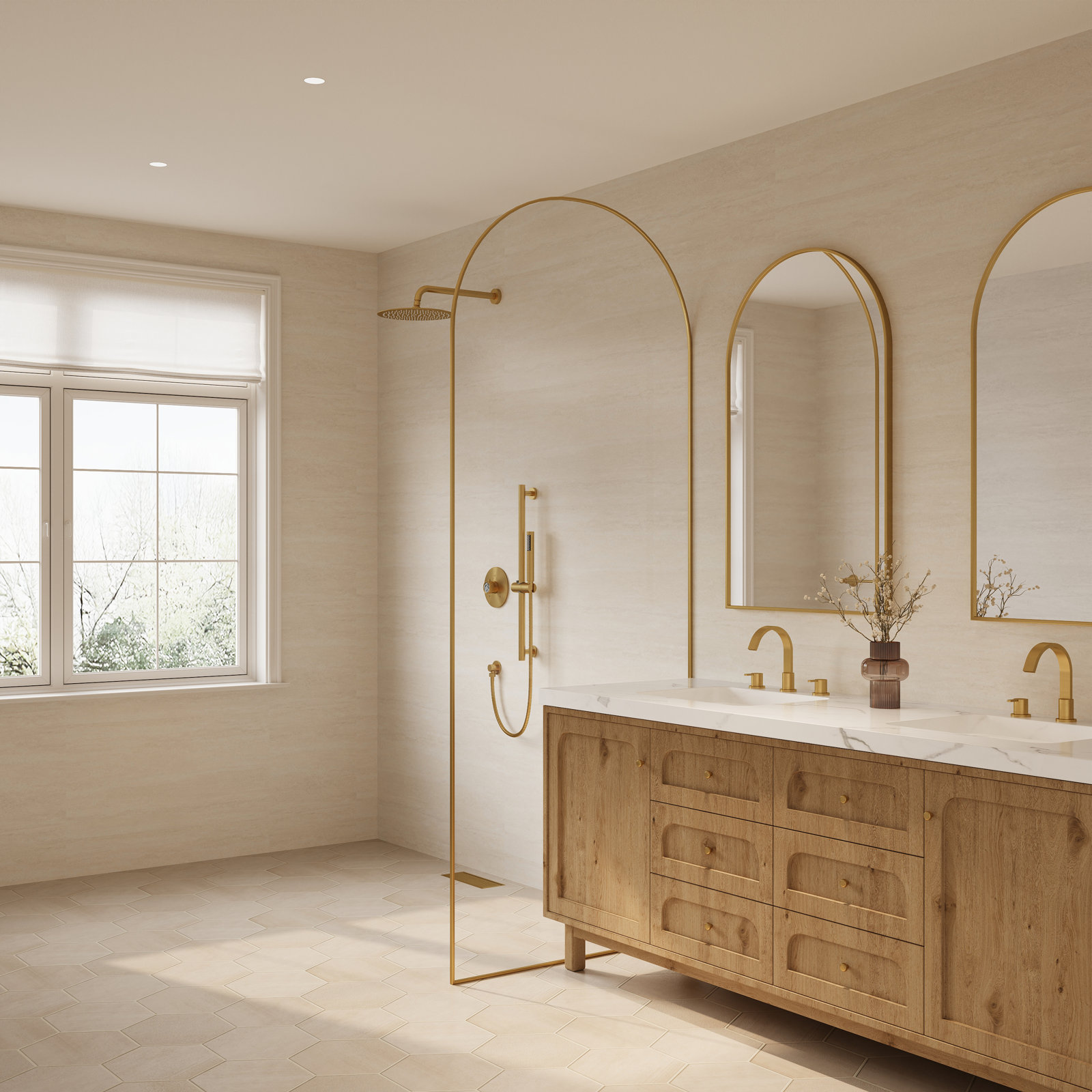 10" Rainfall Shower System with Slide Bar, Brushed Gold