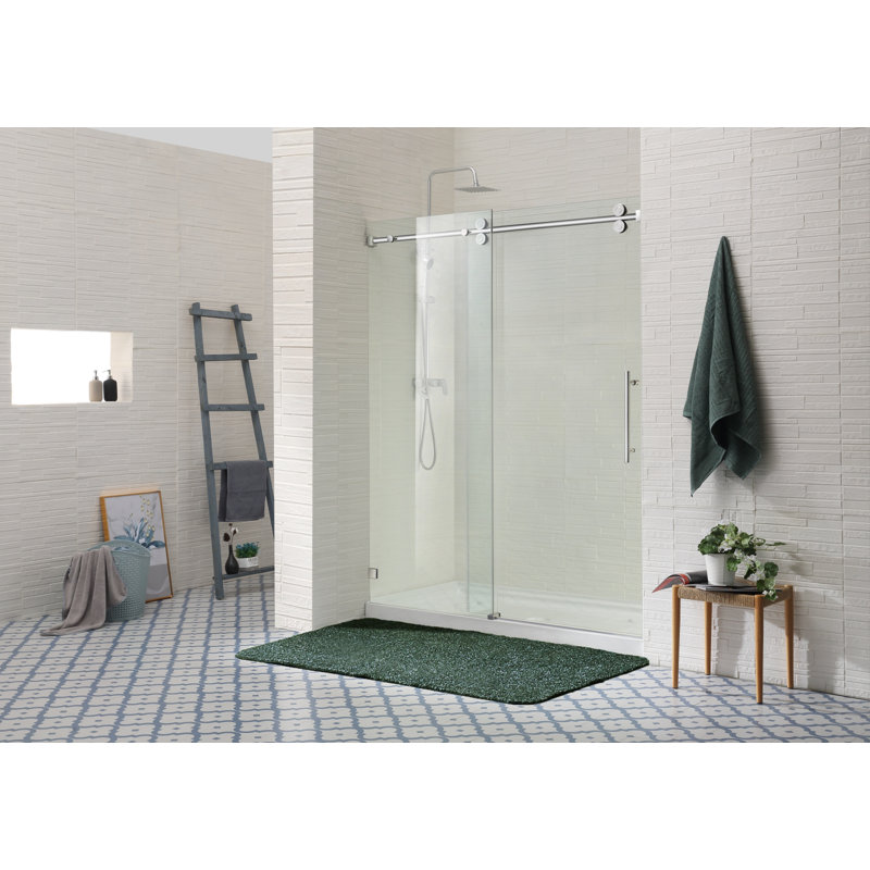 56"-60" W x 76" H Frameless Single Sliding Shower Door, Chrome