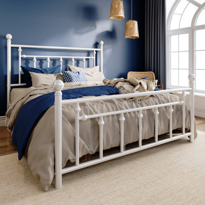 Vintage Iron Bed Frame With Elegant Headboard - Sturdy Construction, Spacious Under-Bed Storage, And Easy Assembly