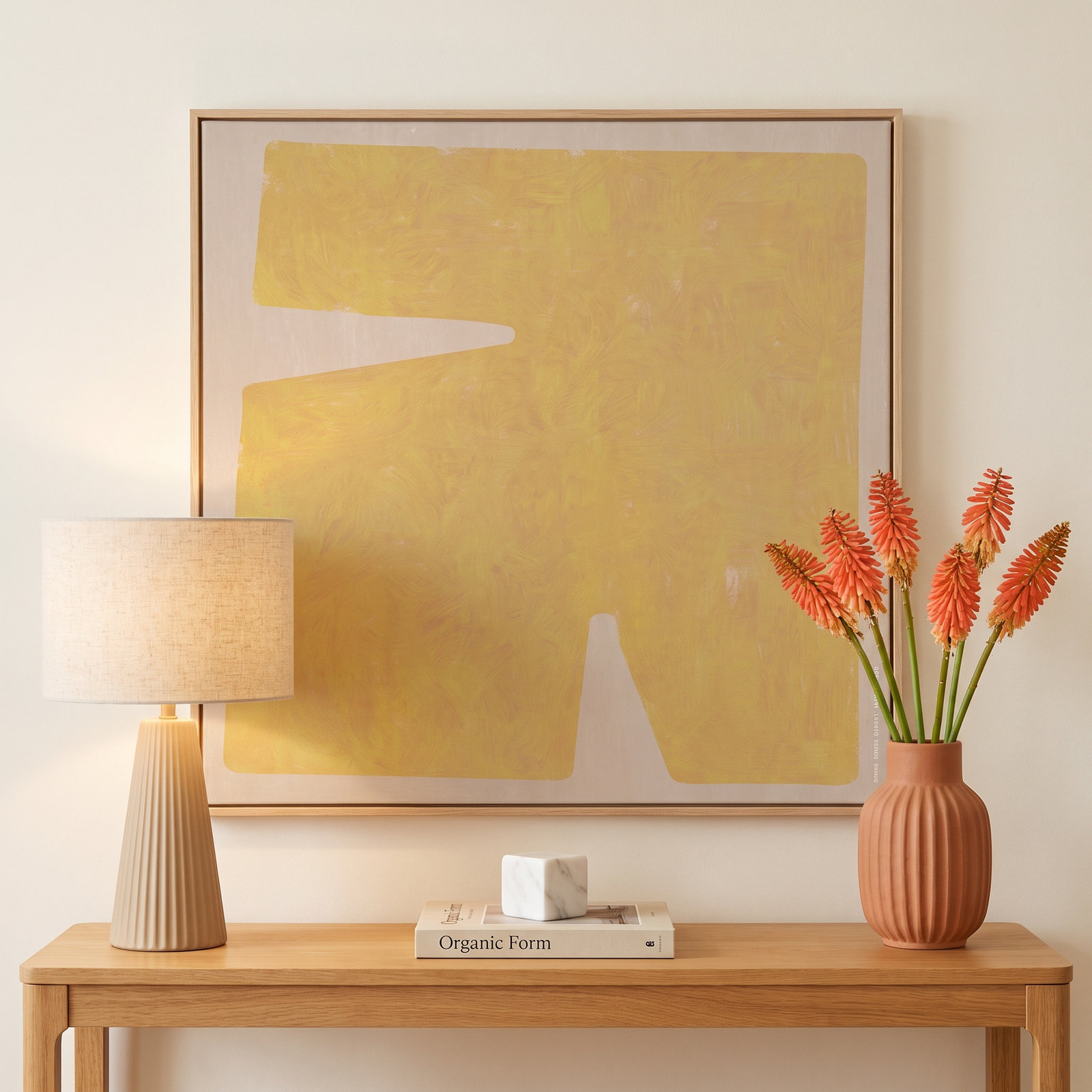 Christina "Sculpted Pastel 6" Canvas Print, White Canvas Framed, 30" H x 30" W