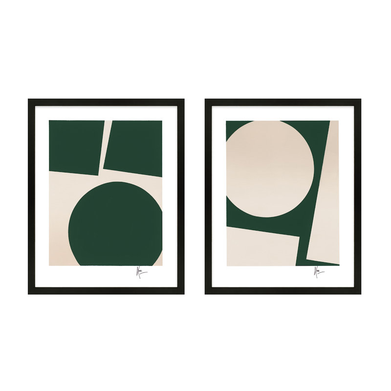 You & Me In Green Set Of 2 Painting by Lee Lessem, Black, 50" H x 80" W x 1.25" D