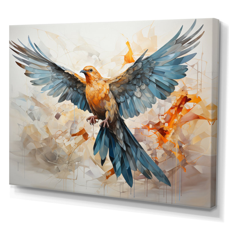 «Teal Dove», impression géométrique sur toile encadrée, H 12 po x l 20 po x P 1 po, Toile tendue
