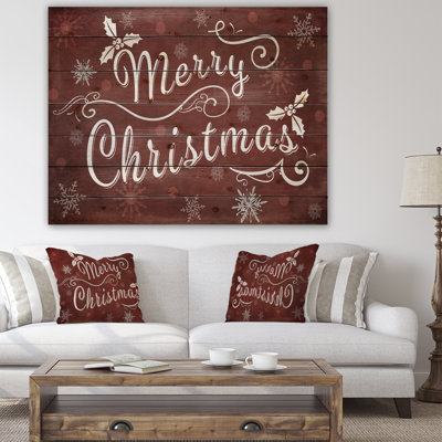 «Merry Christmas Season Greetings on Red», reproduction d'art textuel