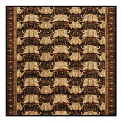 Machine Washable Art Deco Black Area Rug