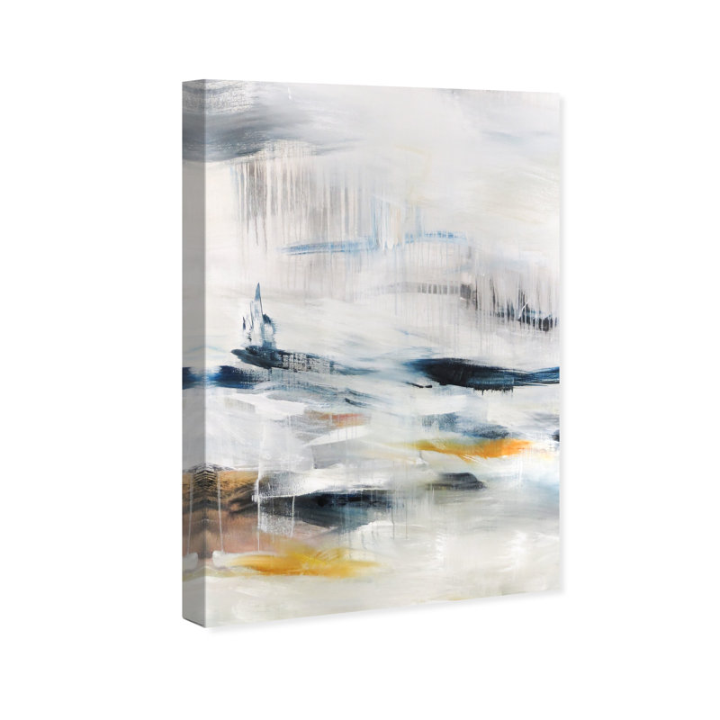 Modern Abstract Snow Landscape Print, 30" H x 20" W, Wrapped Canvas