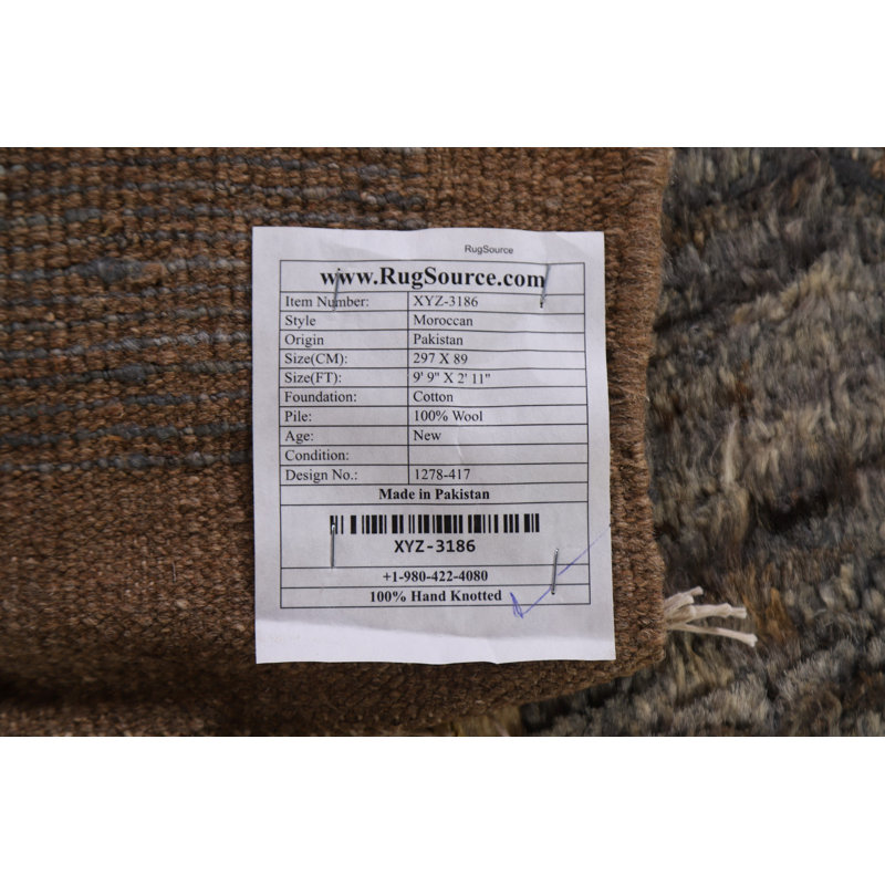 One-of-a-Kind 2'11" X 9'9" New Age Runner Wool Area Rug in Grey