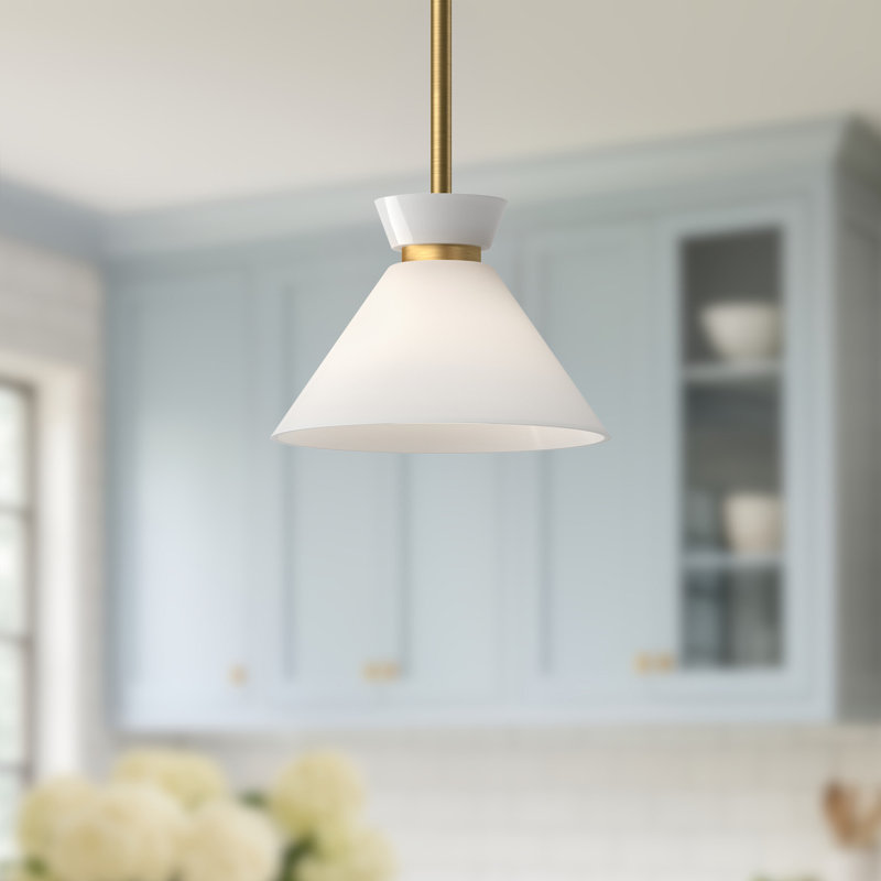 Luminaire suspendu conique à 1 lumière Rafaella, Or brossé, H 5,625 po x l 8 po x P 8 po