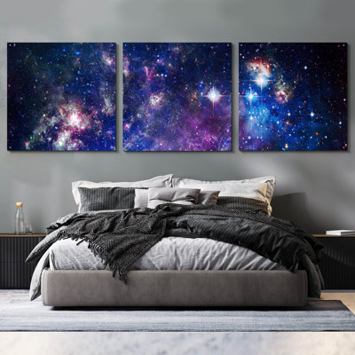 «Sublime Galaxy» par Epic Portfolio, art mural en verre acrylique, ensemble de 3 pièces