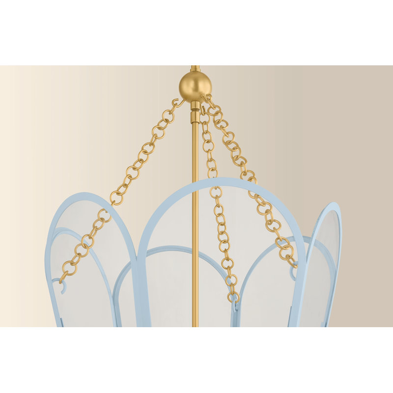 Lanterne Clarisse, H 26,25 po x l 16 po x P 16 po, Bleu arctique, Quatre lumières