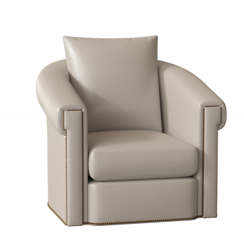 Andre Swivel Armchair, French Natural, Anilina Hunter Genuine Leather