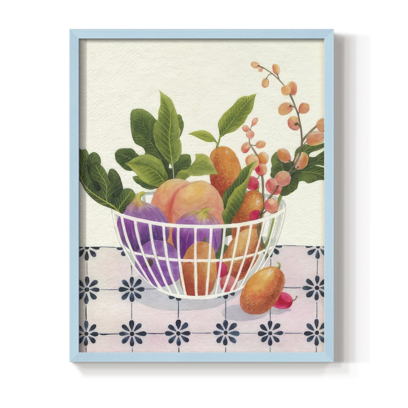 «Bright Fruit II», reproduction encadrée - bois massif, H 11 po x l 9 po, Bleu