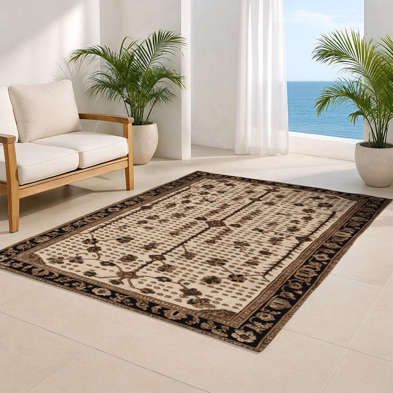 Tapis beige français d'intérieur et d'extérieur, Rectangulaire 3 pi x 5 pi