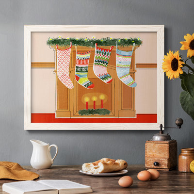 Collection de bas de Noël, peinture sur toile encadrée