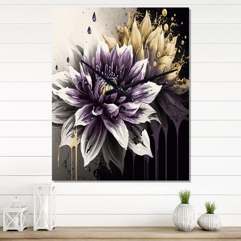 Jabrina - Horloges murales florales Dahlia, H 28 po x l 12 po