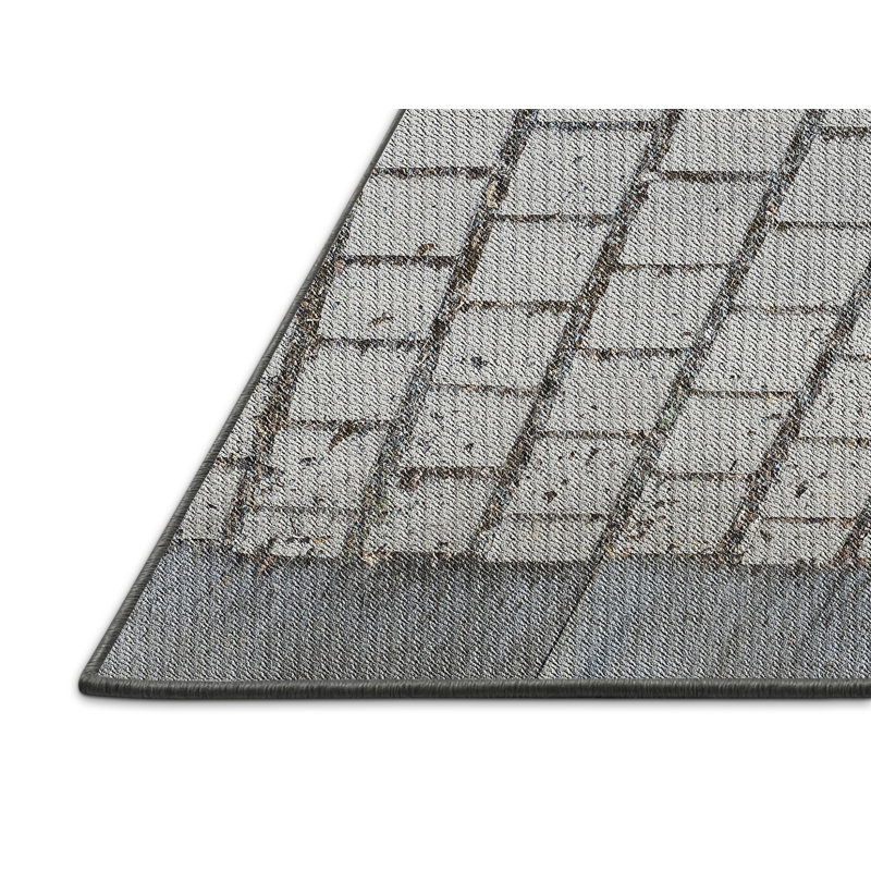 Tapis gris tissé à la machine, Rectangle 5 pi x 7 pi