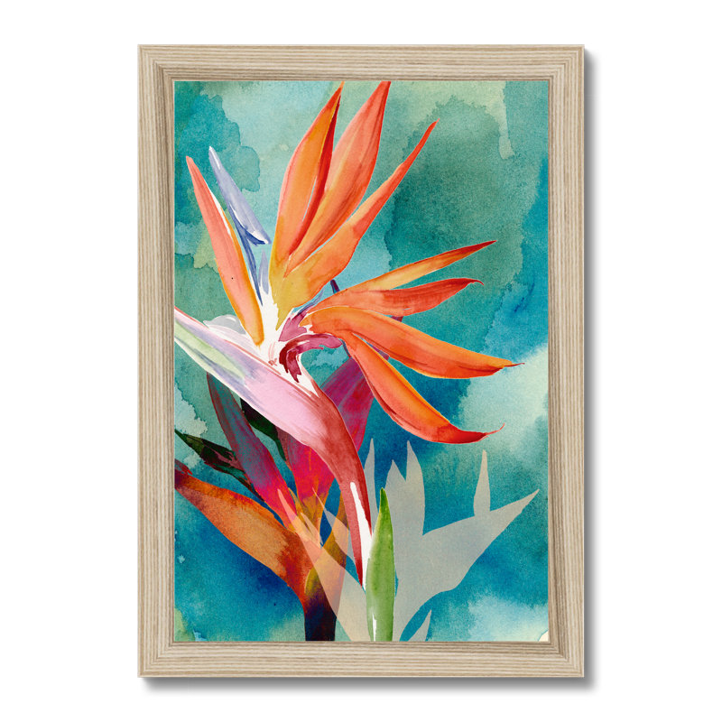 Vivid Birds of Paradise II by Jennifer Paxton Parker - Painting, 95cm H x 65cm W, Natural Wood Single Picture Framed Paper