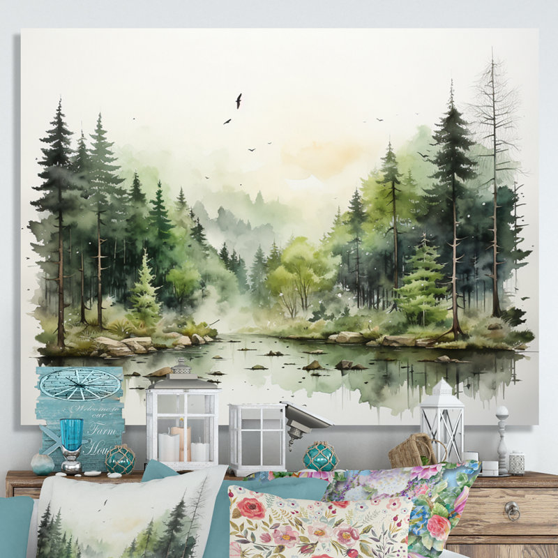 «Tranquil Forest Oasis I», reproduction sur toile, H 30 po x l 40 po, Encadrement doré