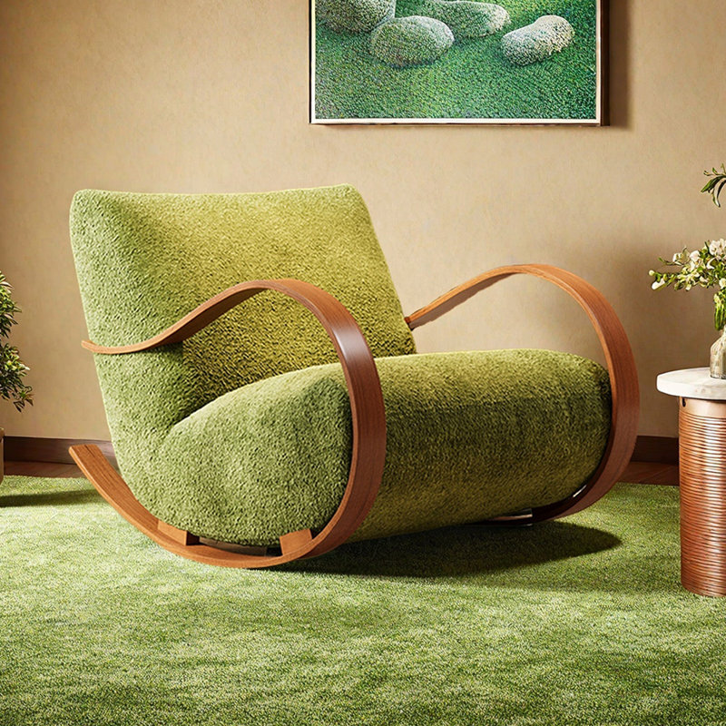 Chaise berçante simple en chenille, Vert