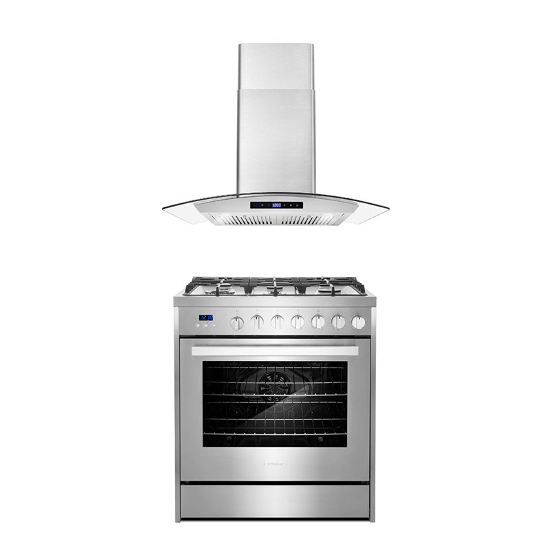 Ensemble de cuisine 2 pièces avec hotte murale autoportante 30 "au gaz 30"