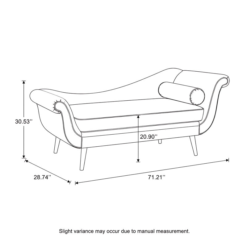 Chaise longue en velours à accoudoirs à volutes, Blanc