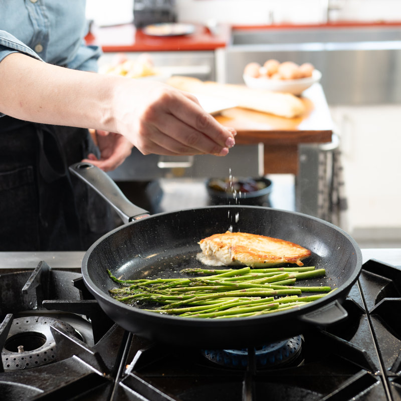 Alva 12.6" Black Aluminum Nonstick Frying Pan with Ceramic Coating