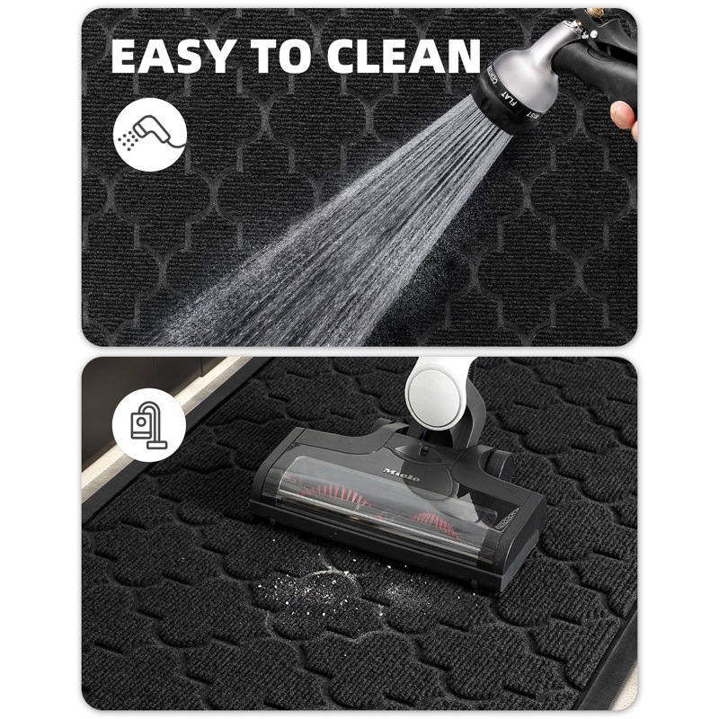 Daston Non-Slip Outdoor Door Mat, 32" W x 48" L, Black