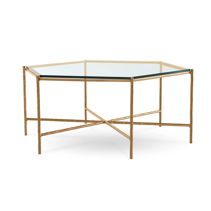 Athena Glass Top Coffee Table, Harvest, Clear, Glass