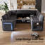 Canapé-lit modulaire en U 8 pièces avec fauteuil inclinable, lit escamotable, ports USB et rangement - Assemblage sans outil-1096693664