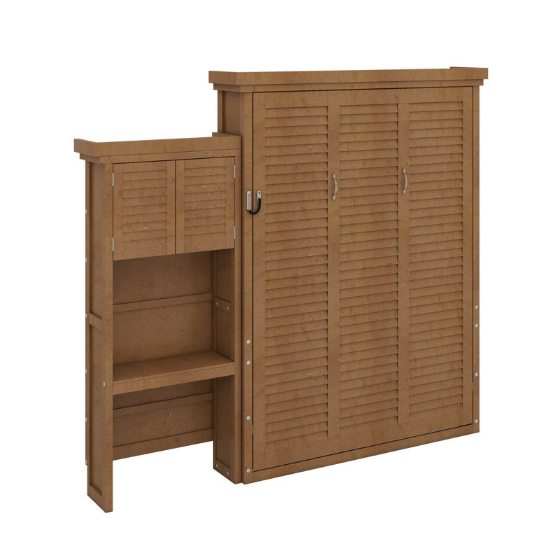 Grand lit escamotable avec tablettes, Couleur du bois