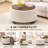 30" W Upholstered Round Storage Ottoman Coffee Table with Wood Legs-366676291