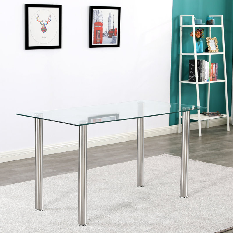 Brycen Glass Dining Table, 27.56" W x 53.15" L