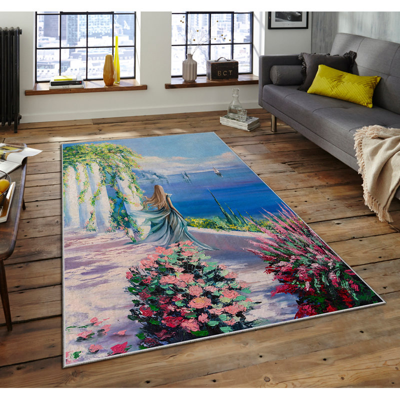 Luxurious Velvet Area Rug, 4.6 x 7.2 Feet | 100% Polyester, 740 g/m² | Non-Slip Felt Dot Underside, Machine Washable | Digital Print Design, Easy to Clean, Perfect for Living Room & Bedroom Décor