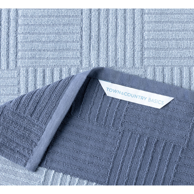 Town & Country Basics Basket Weave Antimicrobial Terry Cloth Kitchen Towel Set 16" x 28", Blue