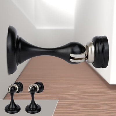 MEGA HANDLES Magnetic Door Stopper, Magnetic Door Catch for Wall, Magnet Stopper for Bottom of The Door- Matte Black (2 Pack)