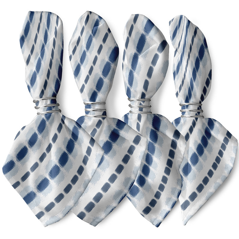 Normandie Polyester Striped Square Napkin, Blue
